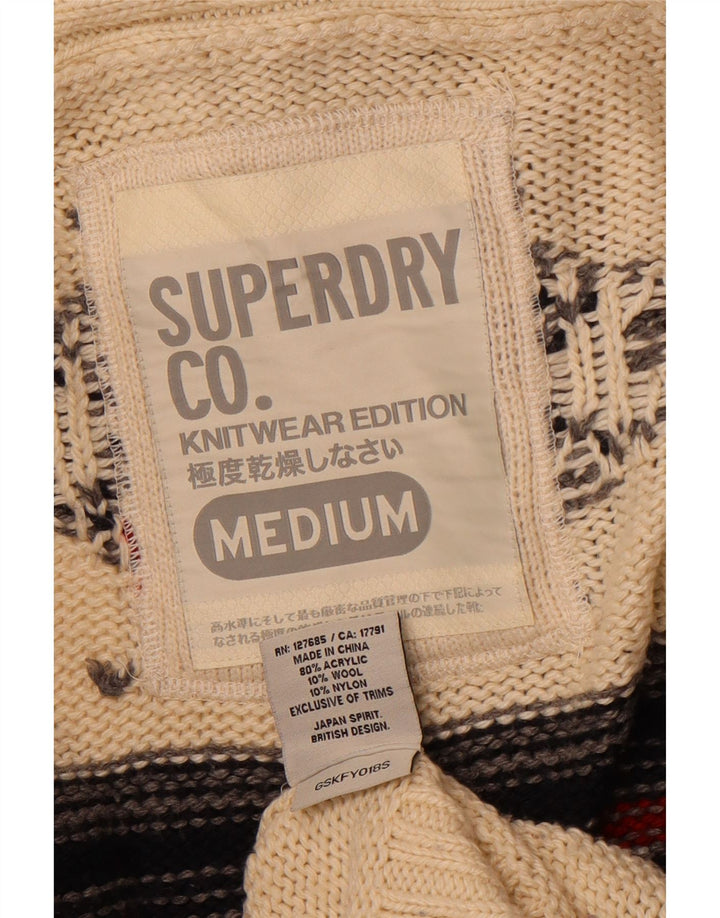 SUPERDRY ženski dugi kardigan pulover UK 14 srednje bijele boje