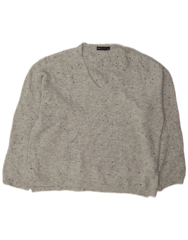 Marks & Spencer ženski džemper s V-izrezom UK 16 Large Grey Flecked