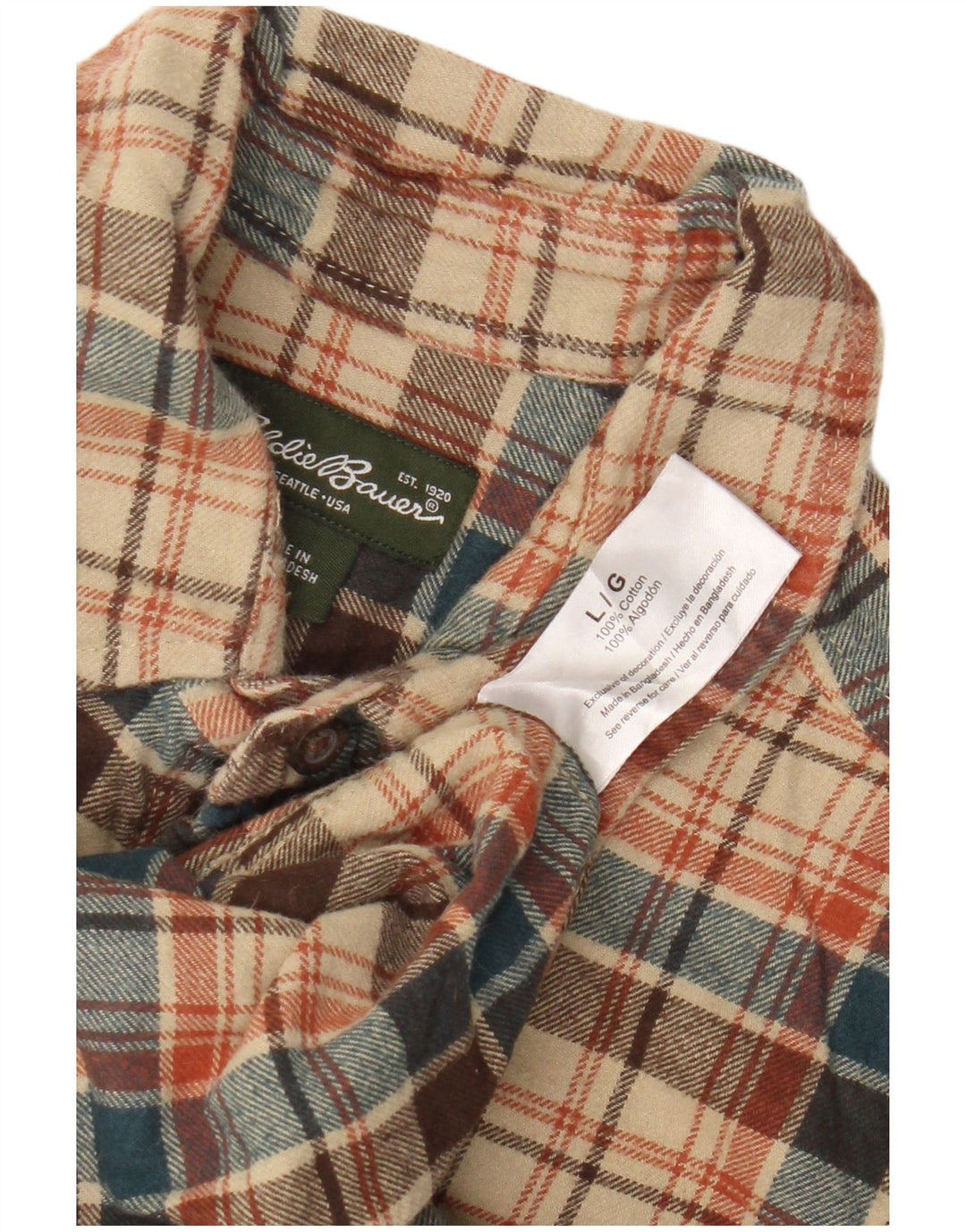 Eddie Bauer muška flanelska košulja, veliki bež karirani pamuk