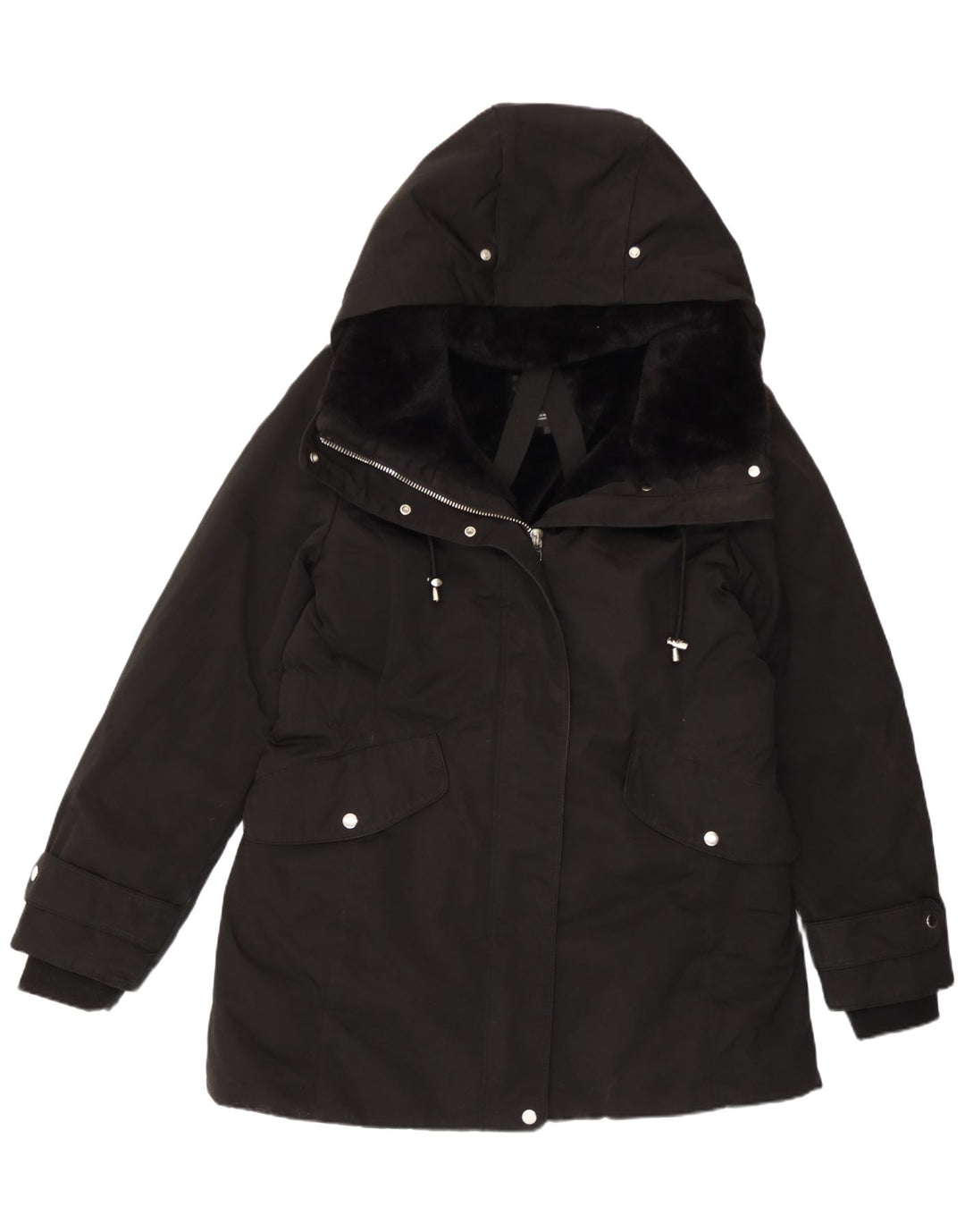 Zara ženska parka jakna s kapuljačom UK 18 XL crni poliester