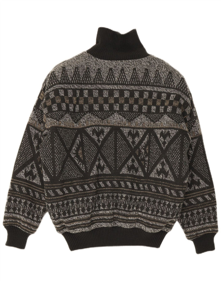 Vintage muška pletena bomber jakna IT 52 XL siva Fair Isle poliakril