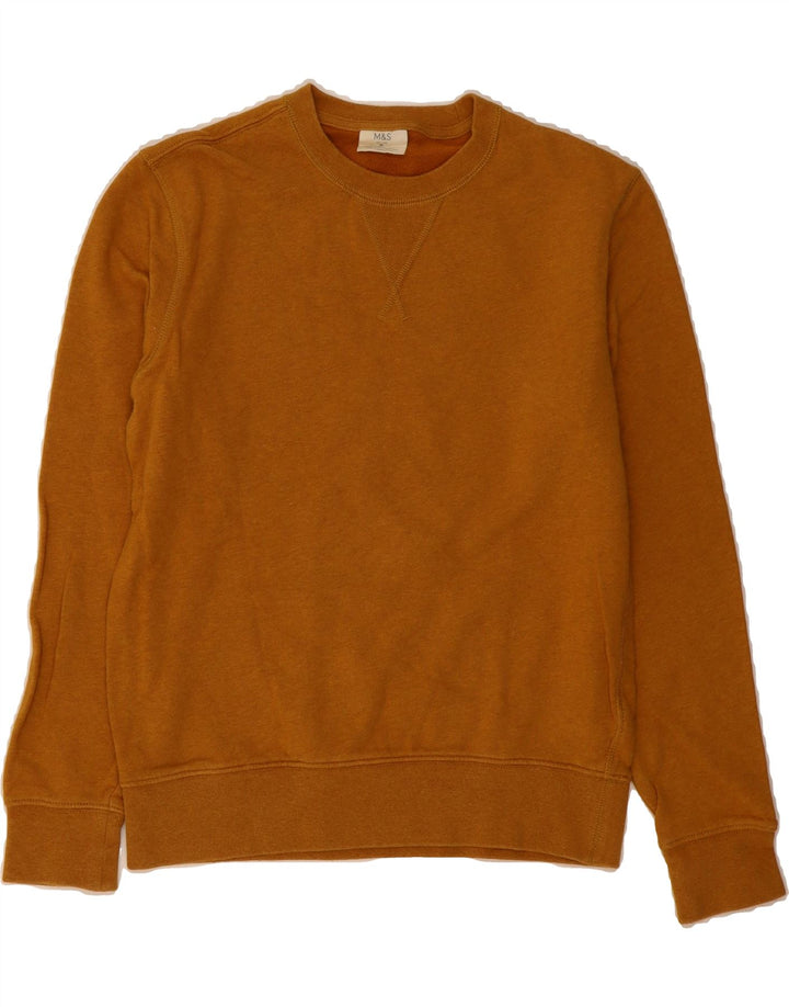 MARKS & SPENCER Mens Sweatshirt Jumper Small Brown Cotton Vintage Marks & Spencer and Second-Hand Marks & Spencer from Messina Hembry 