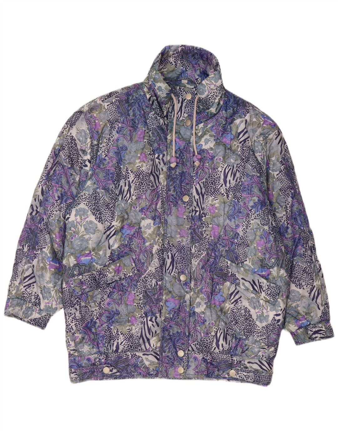 VINTAGE ženska bomber jakna s apstraktnim uzorkom UK 14 srednje višebojna