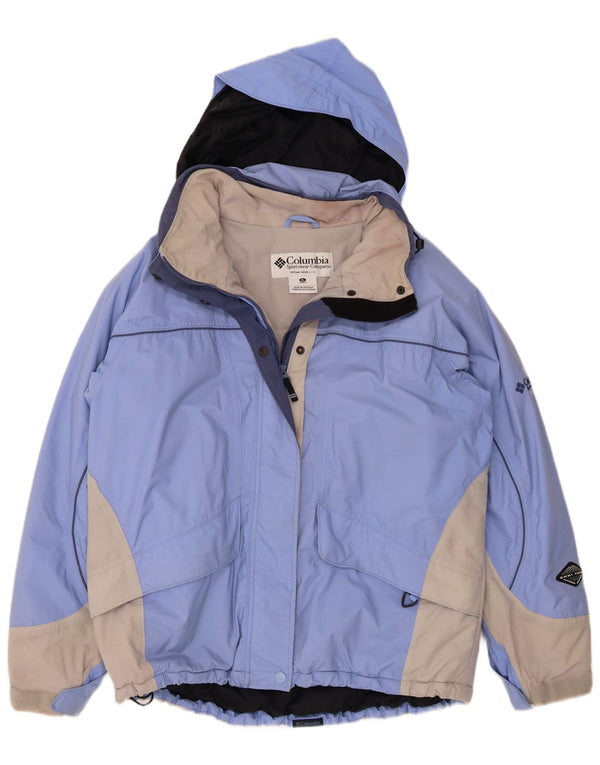 Columbia Womens Omni-Tech Hooded Ski Jacket UK 18 XL Blue Colourblock Nylon