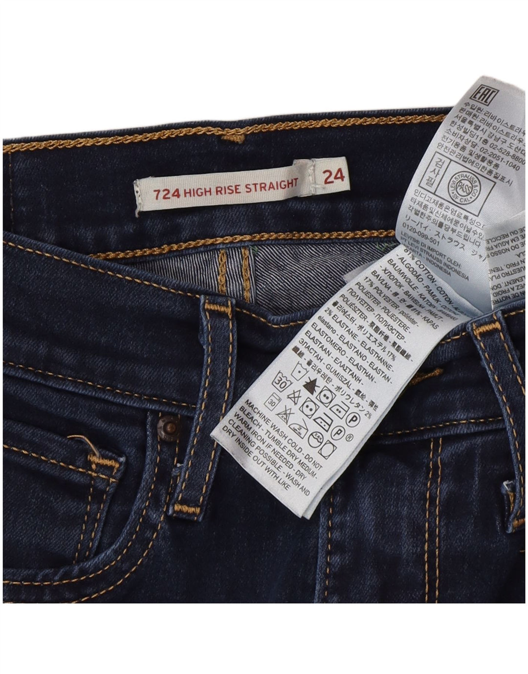 Levi's ženske ravne traperice visokog struka 724 W24 L30 plavi pamuk