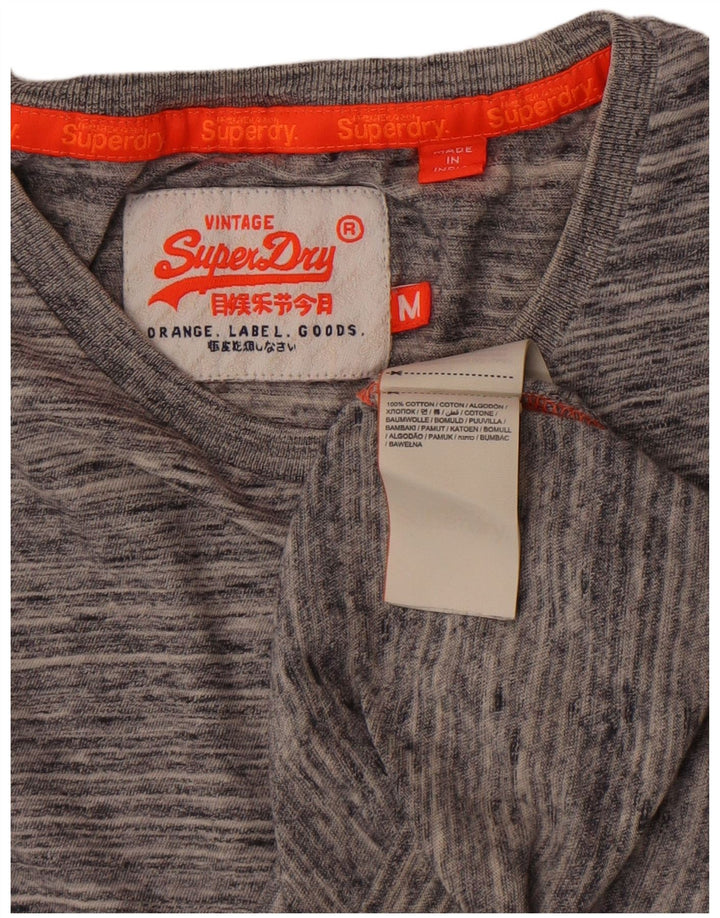 Superdry Mens T-Shirt Top Medium Grey Flecked Cotton