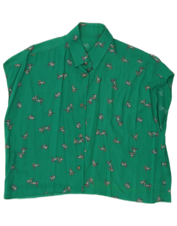 Vintage ženska bluza košulja bez rukava bez rukava UK 12 Srednje zelena
