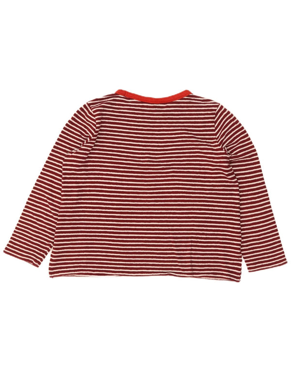 Marks & Spencer Womens Top Long Sleeve UK 16 Large Red Striped Cotton
