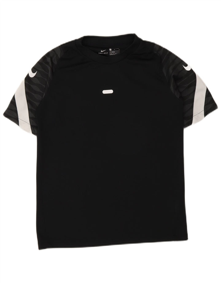 Nike Boys Dri Fit T-Shirt Top 12-13 Years Large Black Colourblock Poliester