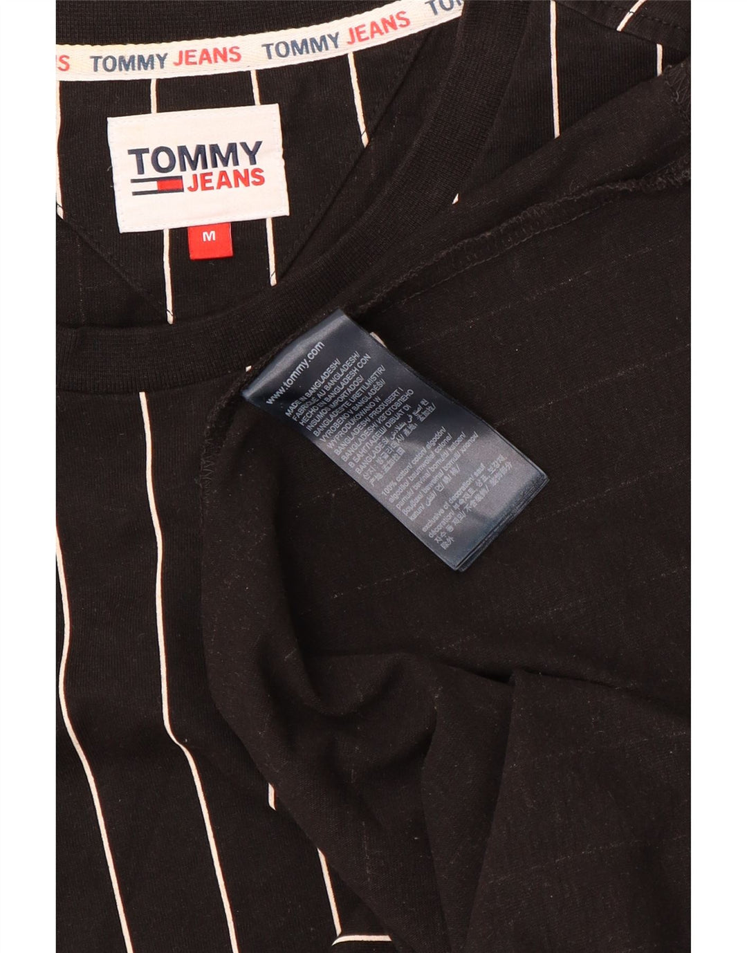 Tommy Hilfiger Muška majica kratkih rukava srednje veličine s crnim prugama, pamuk