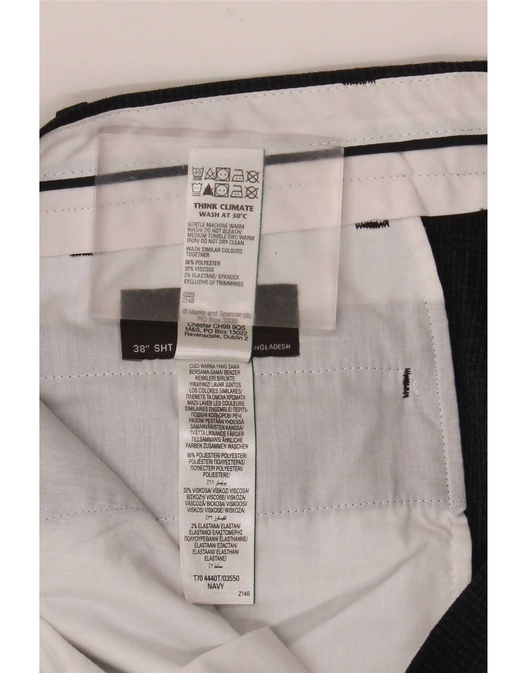 Marks & Spencer muške ravne ležerne hlače W38 L29 tamnoplavi poliester