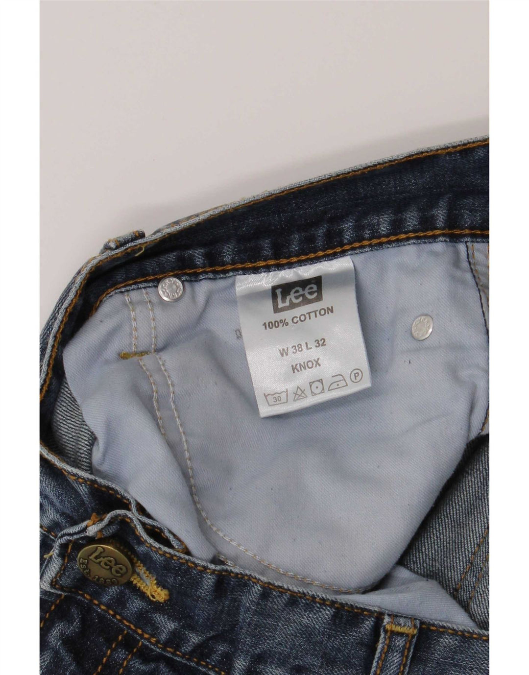 Lee Mens Knox isprekidane ravne traperice W38 L32 plavi pamuk