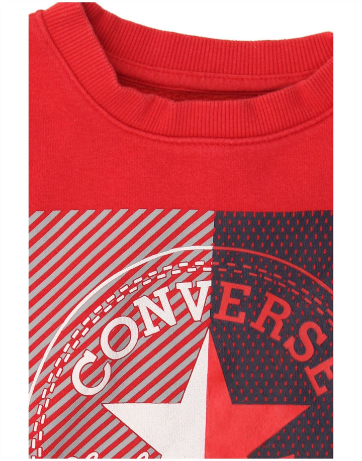 Converse Boys Graphic Sweatshirt Džemper 10-11 godina srednje crveni pamuk