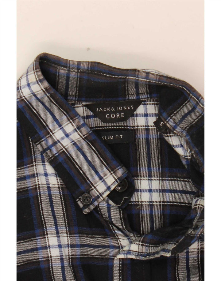 Jack & Jones muška pripijena flanelska košulja male plave kare