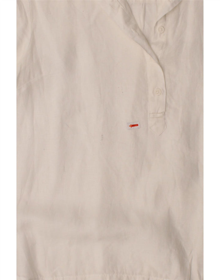 DACK'S Womens Short Sleeve Pullover Shirt Blouse UK 14 Medium White Linen Vintage Dack's and Second-Hand Dack's from Messina Hembry 