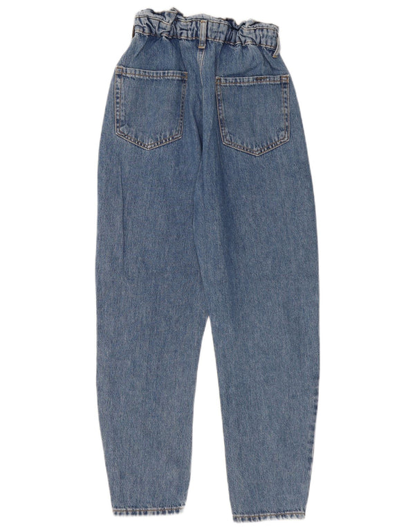 Zara Womens Crop High Waist Tapered Jeans EU 32 2XS W22 L25 Blue Cotton