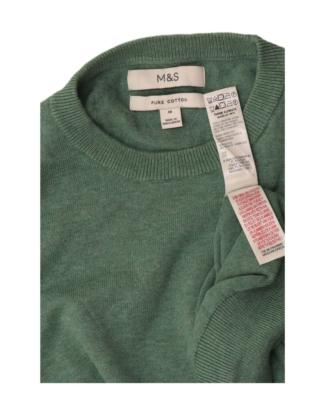 Marks & Spencer muški džemper s okruglim izrezom Srednje zeleni pamuk