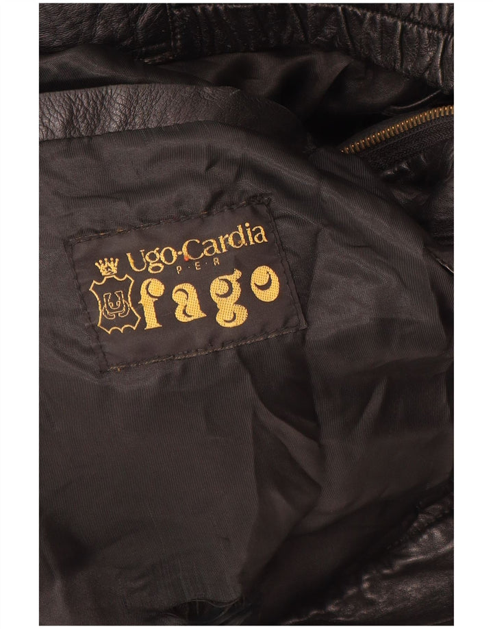 Vintage muška kožna jakna UK 42 XL crna koža