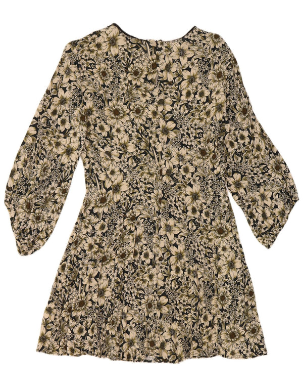 Zara ženska haljina A-kroja s 3/4 rukavima UK 14 Velika raznobojna cvjetna haljina