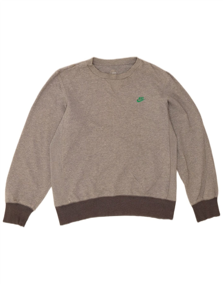 NIKE Mens Sweatshirt Jumper UK 38/40 Medium Grey Colourblock Cotton