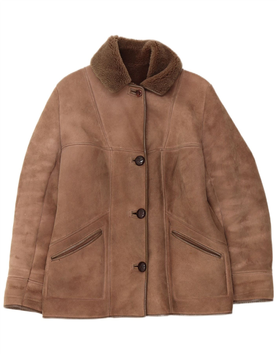 Ženska jakna Nurseys Shearling UK 16 Velika smeđa ovčja koža