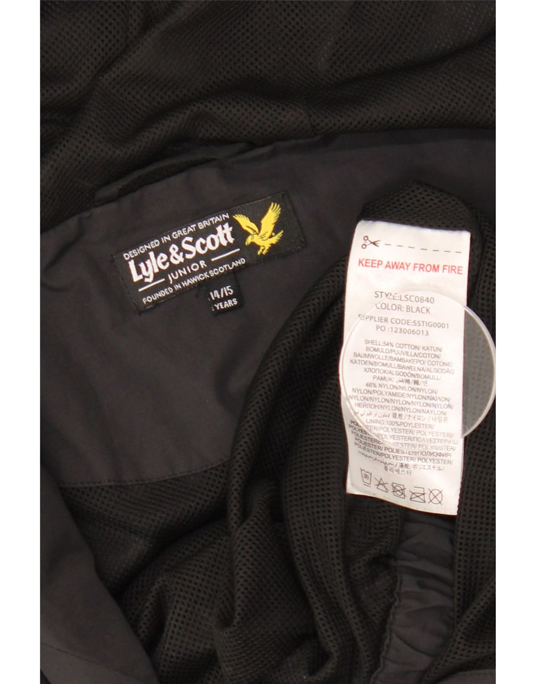Bomber jakna s kapuljačom LYLE & SCOTT 14-15 godina, crni pamuk