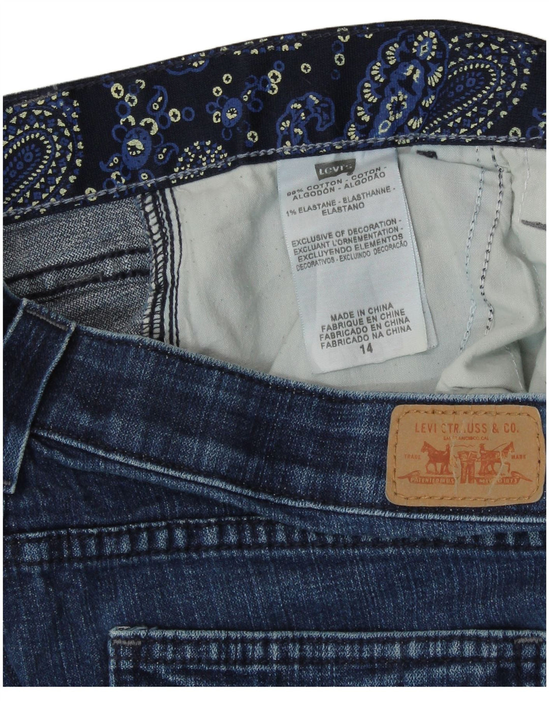 LEVI'S ženske Capri traperice US 14 XL W36 L20 plavi pamuk