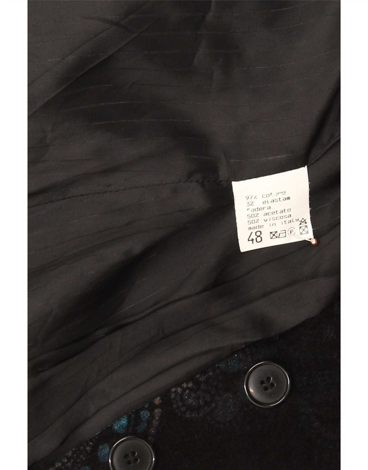 Vintage ženski sako s 2 gumba IT 48 XL tamnoplavi Paisley pamuk