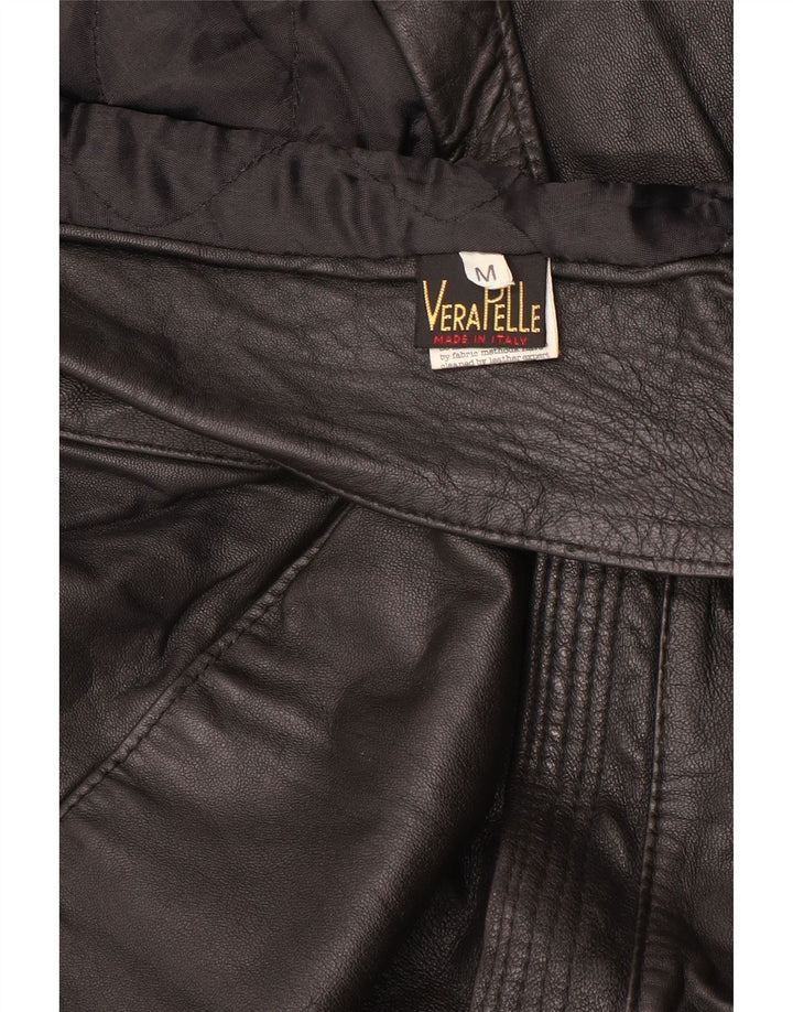 Vintage ženska velika kožna jakna UK 14 srednje crna koža