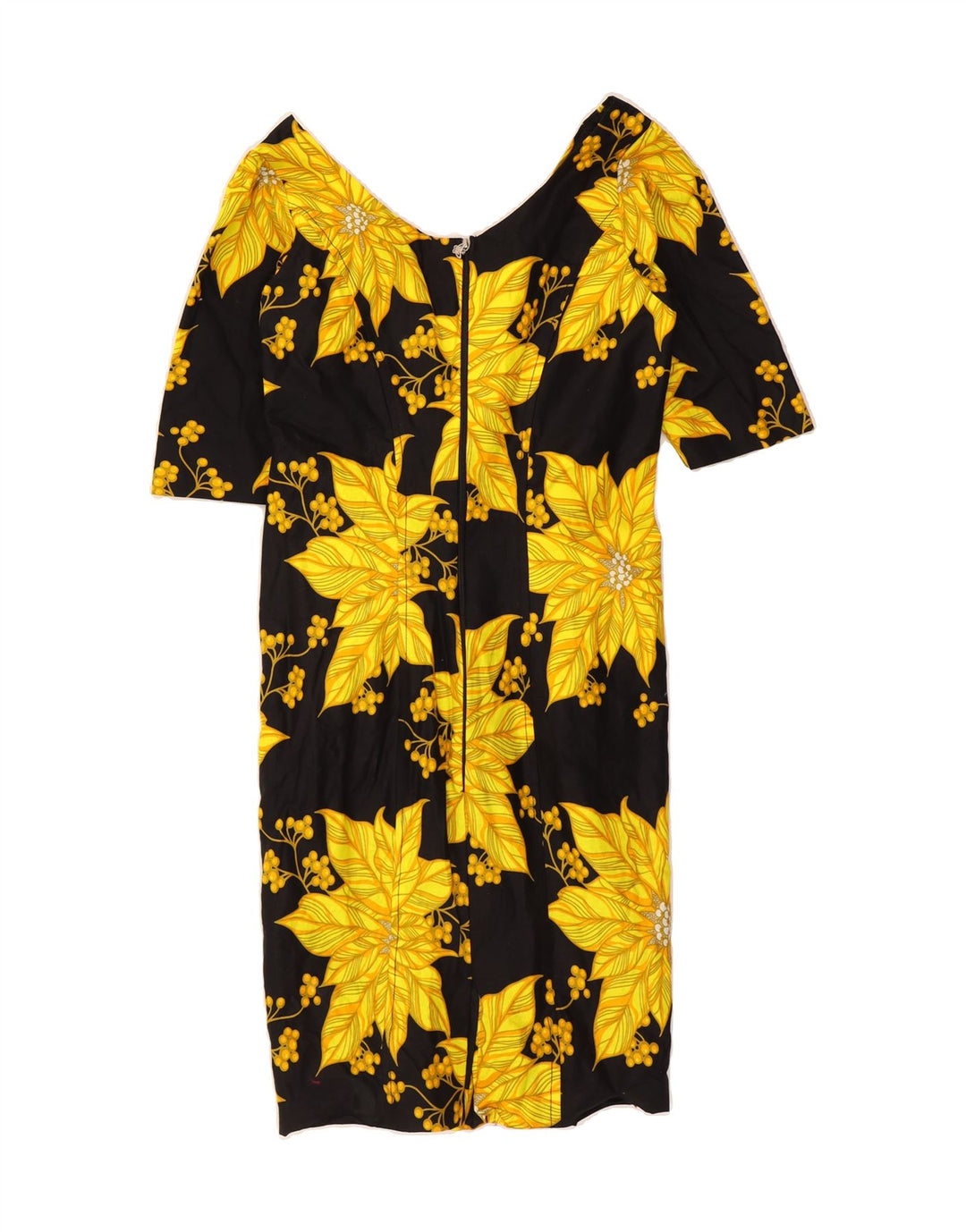 VINTAGE Womens Shift Dress UK 12 Medium Black Floral Vintage Vintage and Second-Hand Vintage from Messina Hembry 