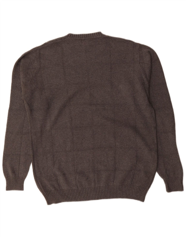 Dockers muški visoki džemper s okruglim izrezom, veliki sivi karirani pamuk