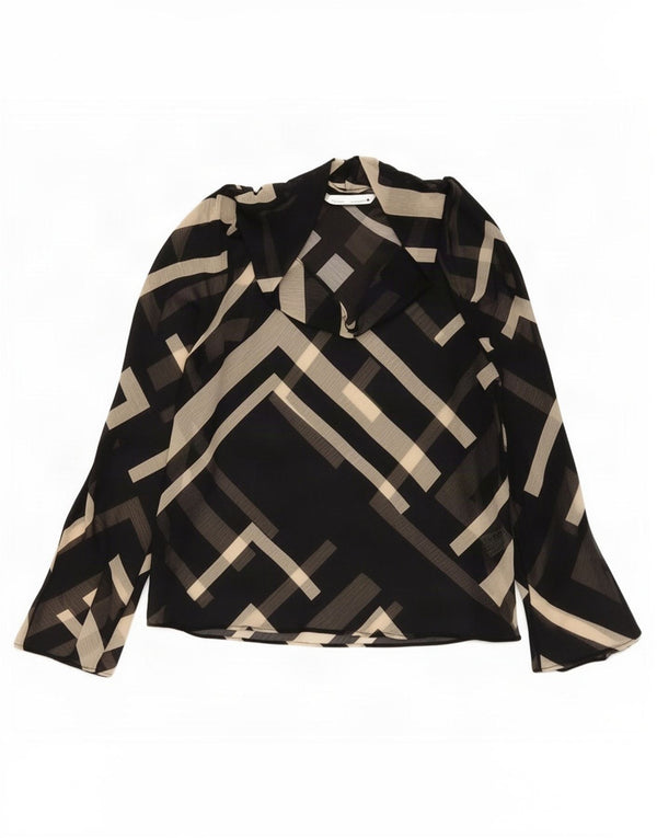Zara ženska bluza Top UK 10 Mali crni geometrijski poliester