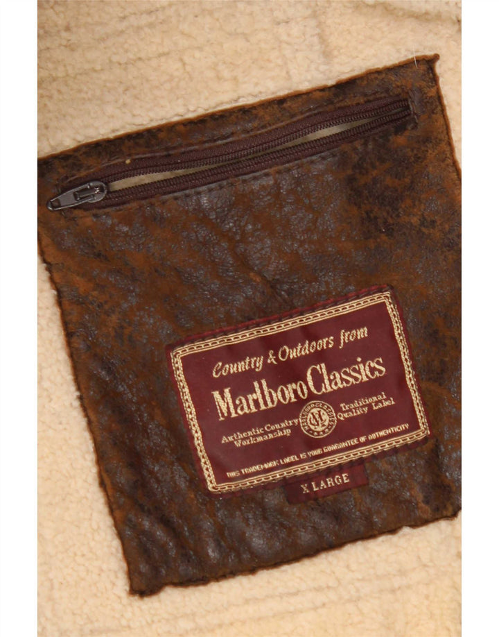 Marlboro Classics Mens Shearling Jacket UK 42 XL Smeđa ovčja koža
