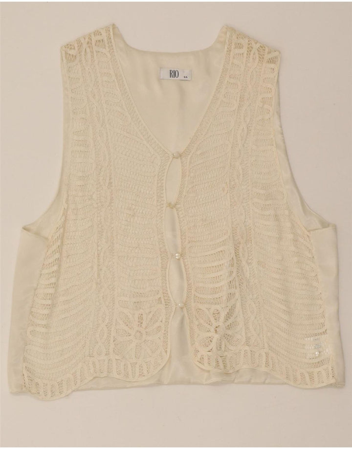 VINTAGE Womens Waistcoat EU 44 XL Off White Vintage Vintage and Second-Hand Vintage from Messina Hembry 