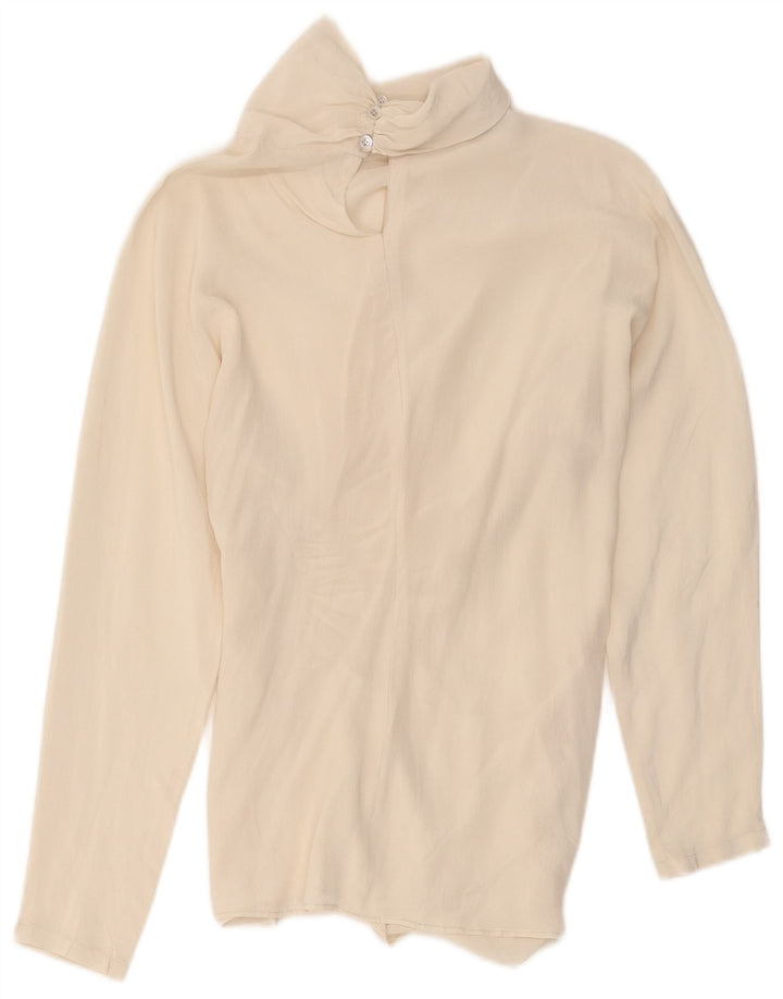 Pancaldi & B gornji dio ženske bluze UK 10 Small Off White Silk