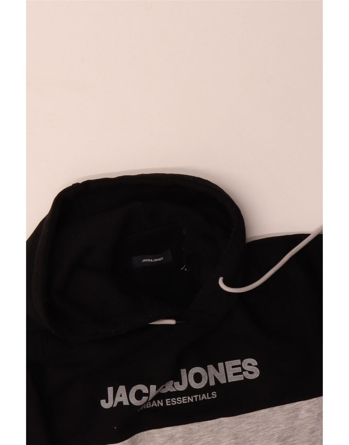 JACK & JONES Muška majica s kapuljačom s grafičkim motivima, mali crni pamuk u blokovima boja