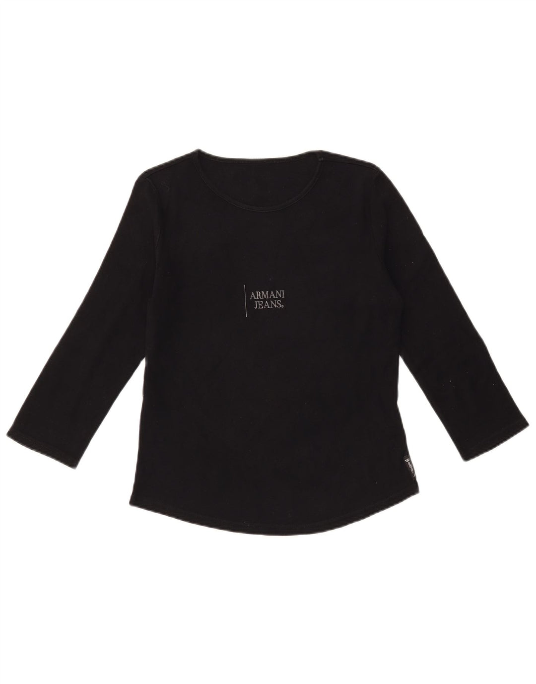 ARMANI JEANS Ženski top s 3/4 rukavima UK 12 srednje crni pamuk