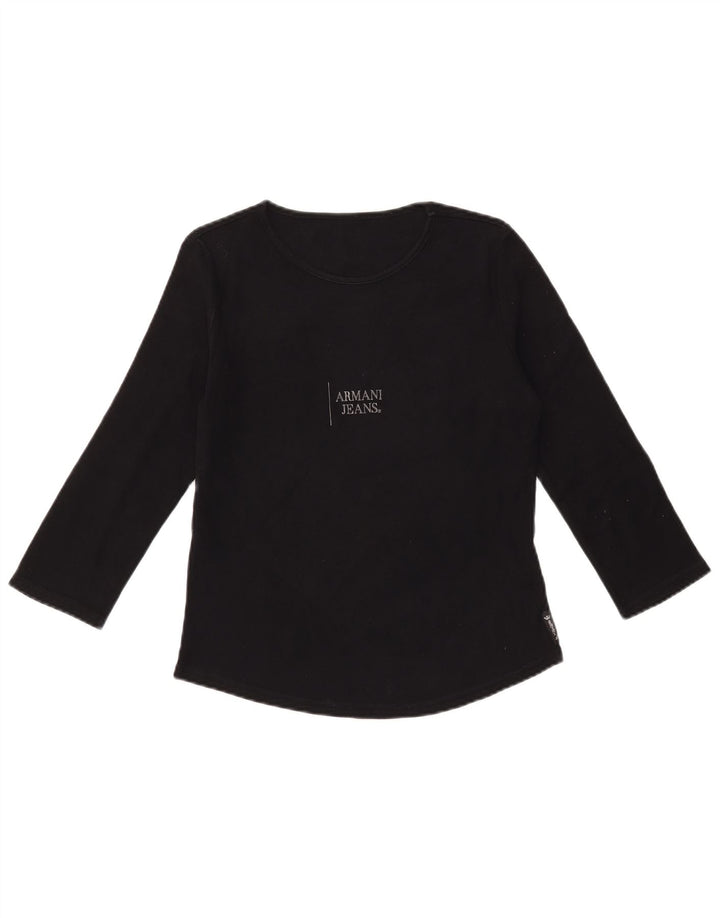 ARMANI JEANS Ženski top s 3/4 rukavima UK 12 srednje crni pamuk