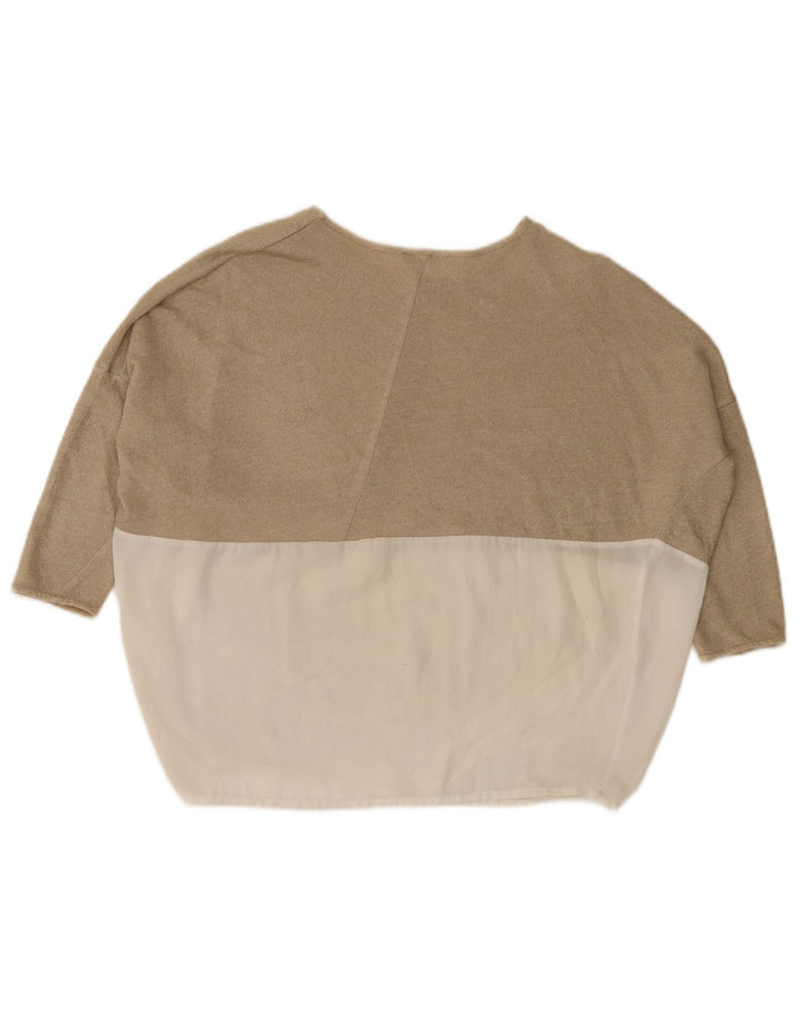 Zara ženski gornji dio s 3/4 rukavima UK 10 Small Beige Colourblock