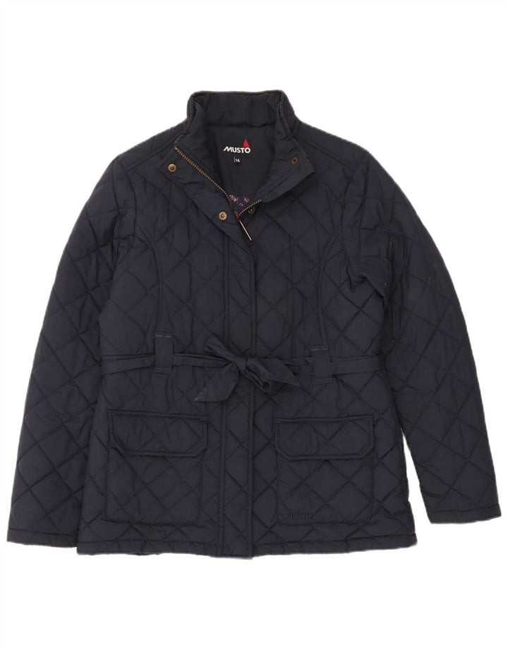 MUSTO ženska prošivena jakna UK 14 veliki tamnoplavi poliester
