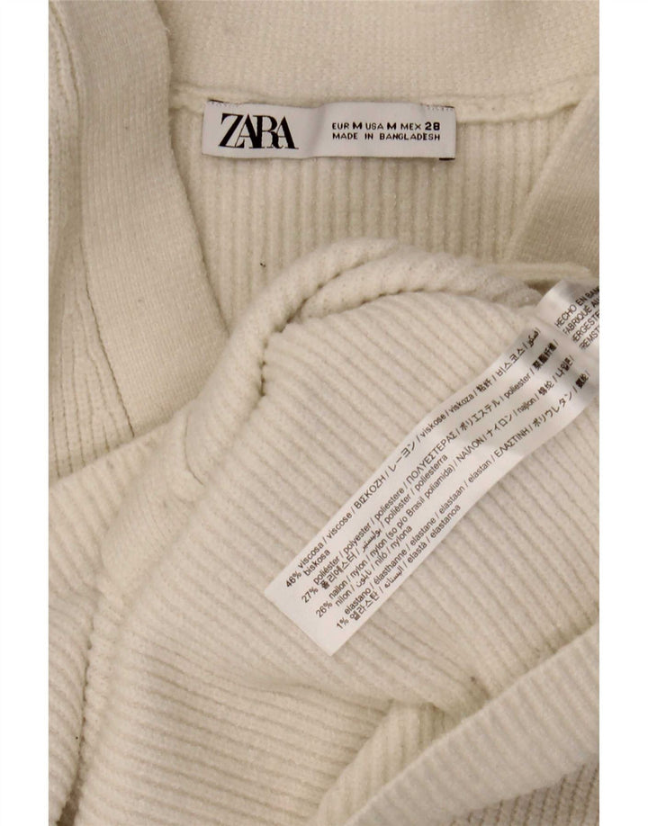 Zara ženski kratki kardigan pulover UK 12 srednje bijele viskoze