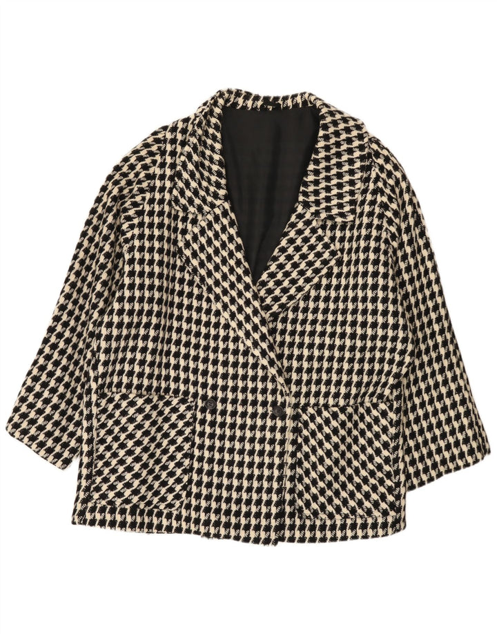VINTAGE ženska prevelika jakna jakna UK 20 2XL crna houndstooth