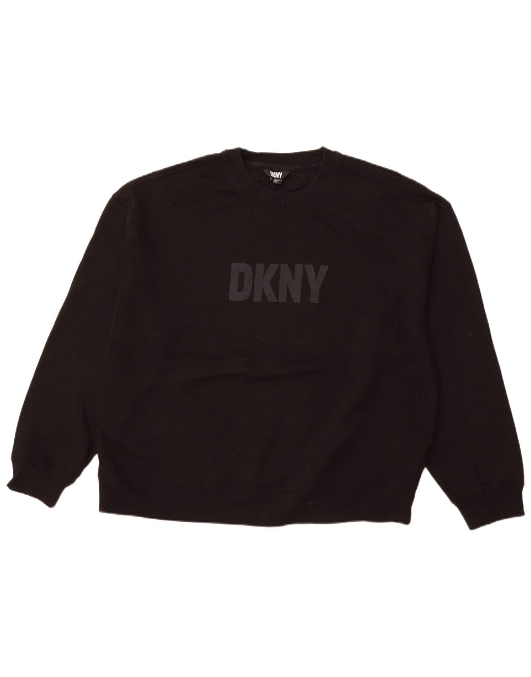 DKNY Womens Oversized Graphic Sweatshirt Jumper UK 14 Medium Black Cotton