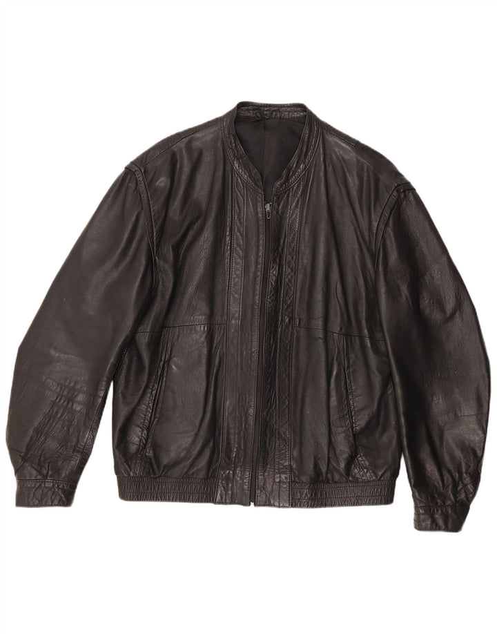 Vintage muška kožna jakna IT 46 mala crna koža