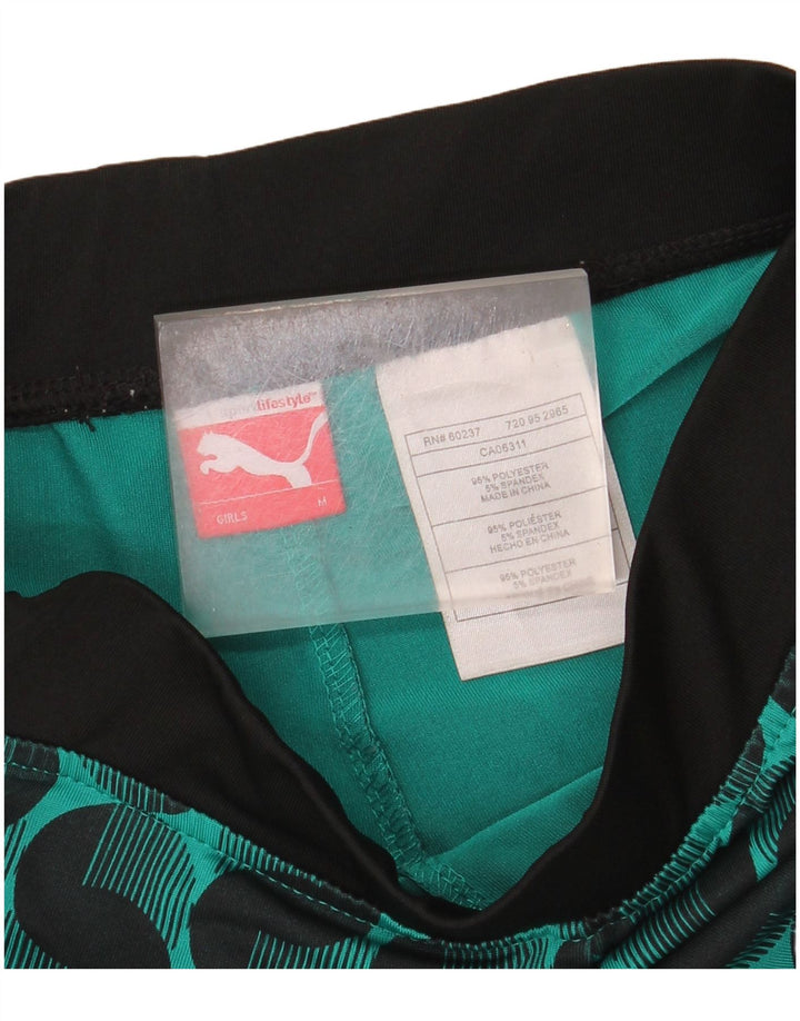 Puma tajice za djevojčice 9-10 godina srednje zelene geometrijske poliesterske