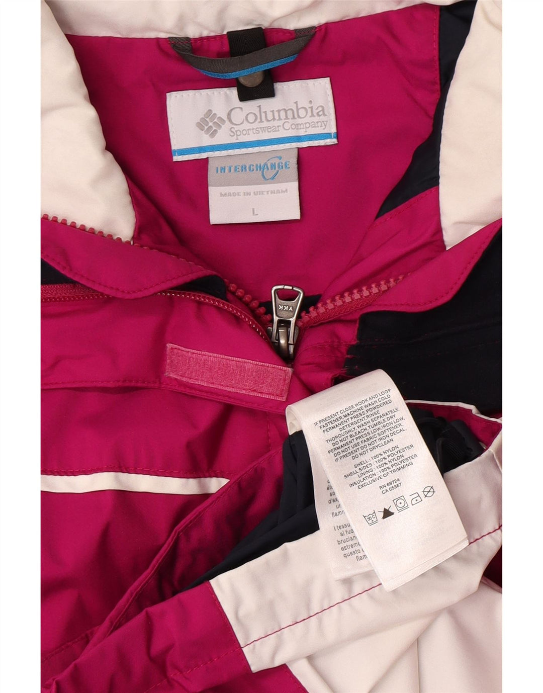 Ženska kišna jakna Columbia Interchange UK 16 Large Pink Colourblock Najlon