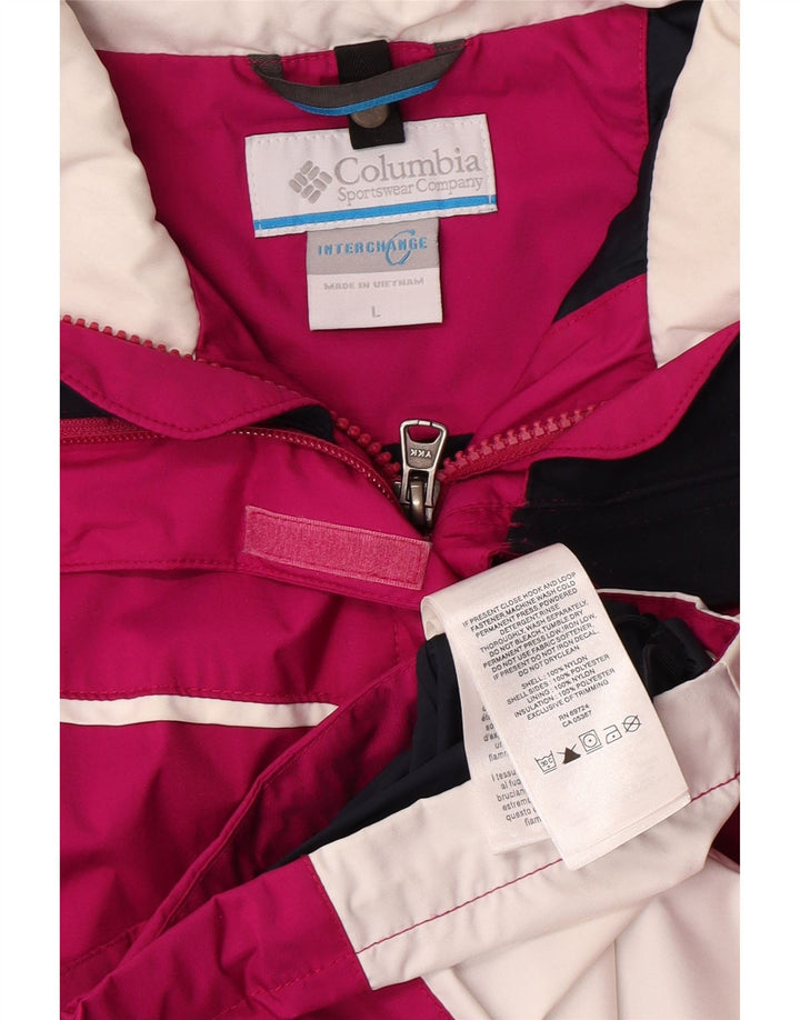 Ženska kišna jakna Columbia Interchange UK 16 Large Pink Colourblock Najlon