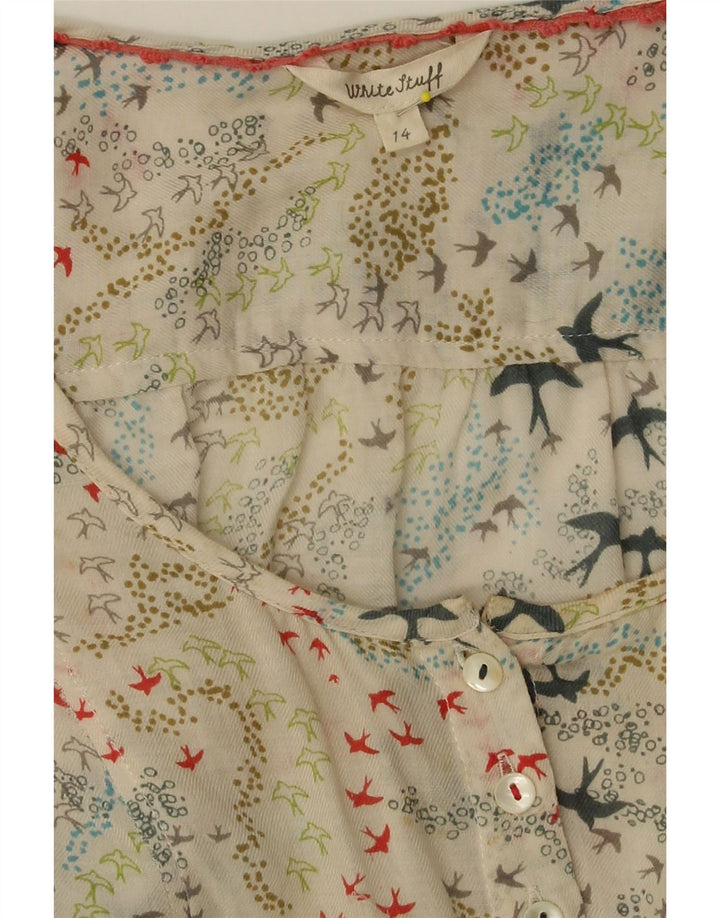 WHITE STUFF Womens Abstract Pattern Blouse Top UK 14 Medium Beige Vintage White Stuff and Second-Hand White Stuff from Messina Hembry 