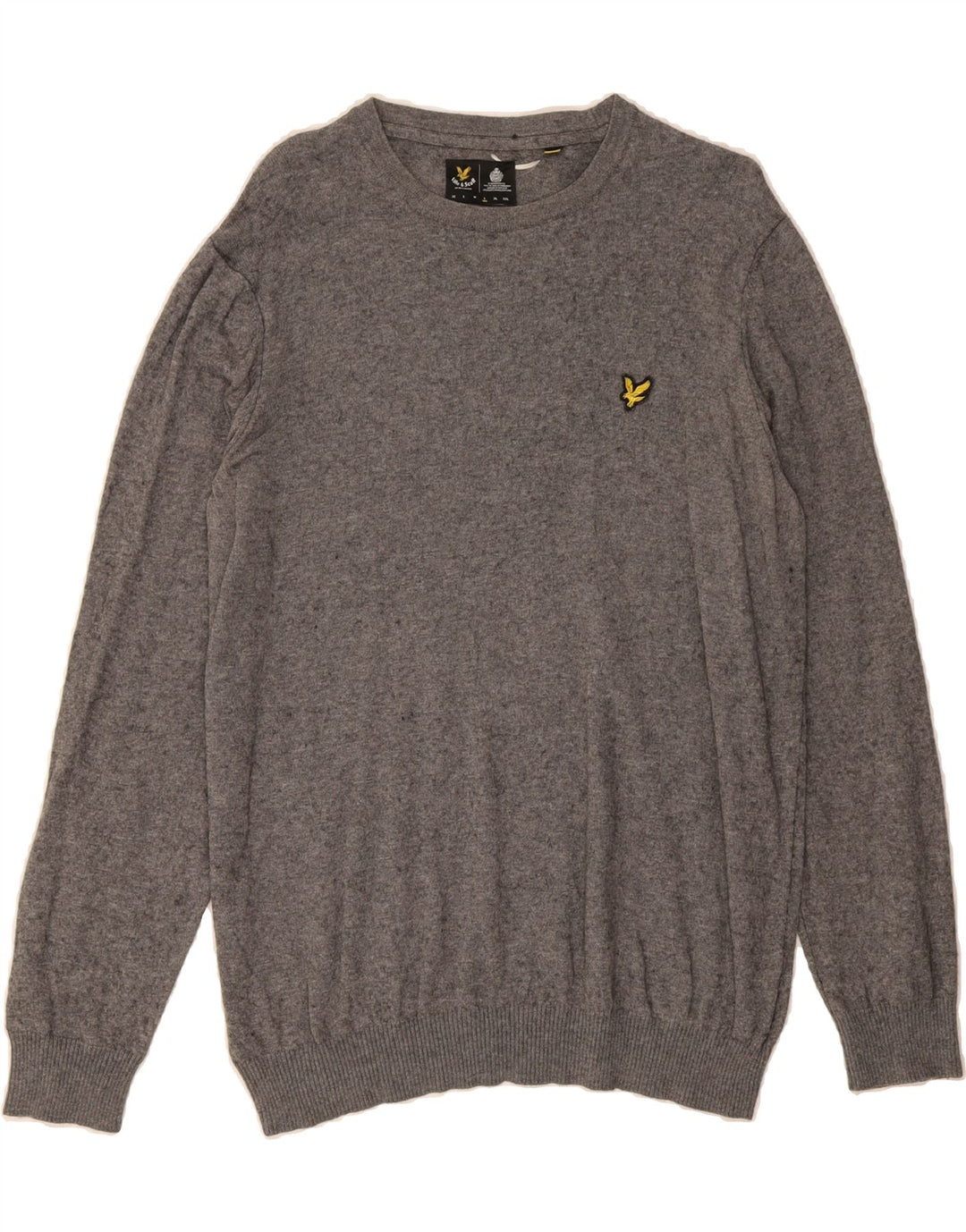 LYLE & SCOTT Mens Boat Neck Jumper Sweater Large Grey Cotton Vintage Lyle & Scott and Second-Hand Lyle & Scott from Messina Hembry 