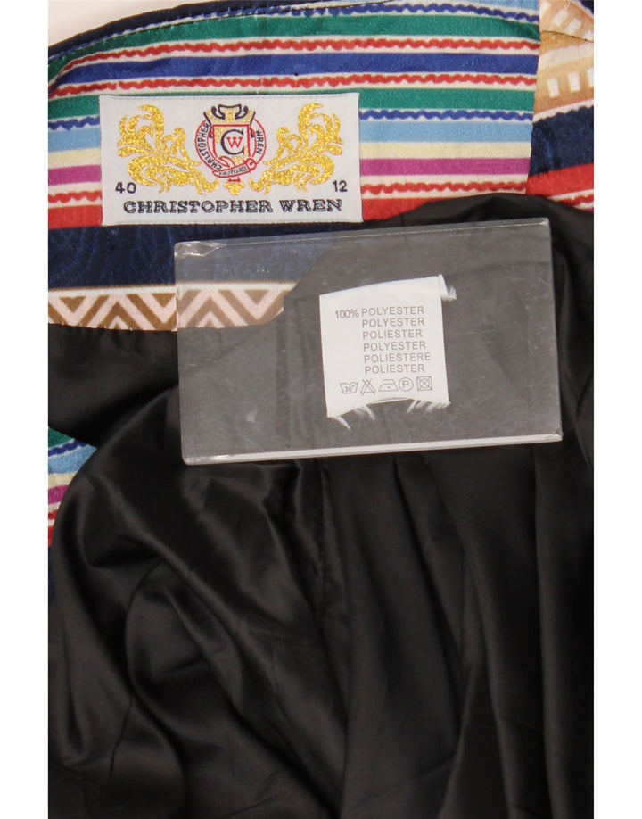 Christopher Wren ženski kaput UK 12 Srednji tamnoplavi geometrijski retro